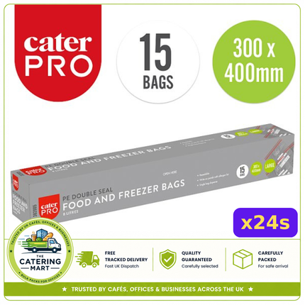 CaterPro Large PE Double Seal Food and Freezer Bags 8L 300 x 400mm wholesale case