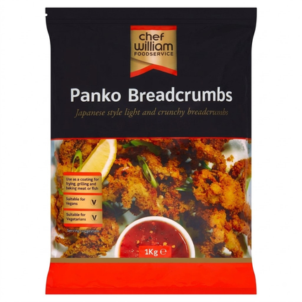 Chef William Foodservice Panko Breadcrumbs 1kg wholesale catering pack of Japanese-style crispy breadcrumbs