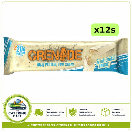 Grenade White Chocolate Cookie Protein Bars wholesale case containing 12 x 60g individual protein bars