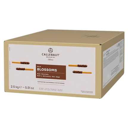 Callebaut Blossoms Milk Chocolate 2.5kg catering pack of milk chocolate curls for cake decoration, desserts, pastries and professional baking