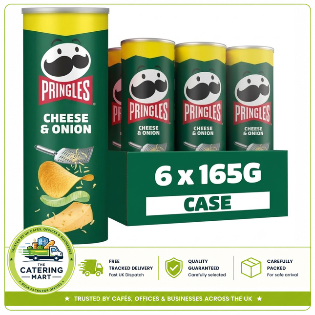Pringles Cheese & Onion Sharing Crisps wholesale case containing 6 x 165g tubes