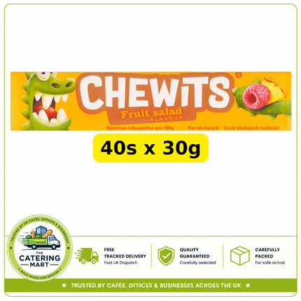 Chewits Fruit Salad wholesale case containing 40 x 30g packs of chewy mixed fruit flavour sweets