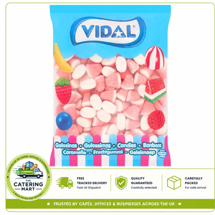 Vidal Strawberry and Cream Drops 1kg wholesale bag of strawberry cream flavour confectionery sweets