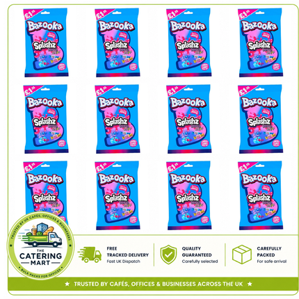 Bazooka Splashz Berry Blast Chewy Candy with Gel 12 x 120g wholesale case of filled fruity chewy sweets