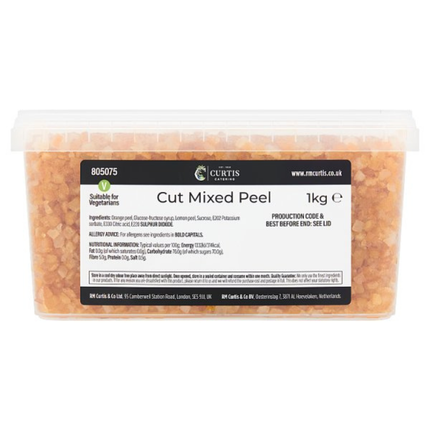 Curtis Catering Cut Mixed Peel 1kg pack of prepared mixed citrus peel for fruit cakes, puddings and professional baking