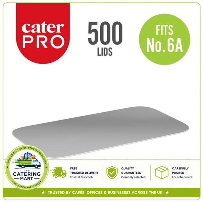 CaterPro 500 aluminium foil lined paper lids for rectangular food trays for bulk wholesale catering packaging