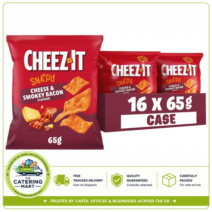 Cheez-It Snap'd Cheese & Smokey Bacon Flavour Baked Snacks 16 x 65g bulk wholesale case