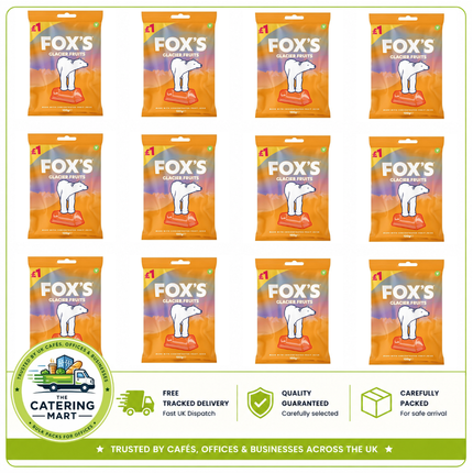 Fox's Glacier Fruits wholesale case containing 12 x 100g packs of assorted fruit flavour sweets