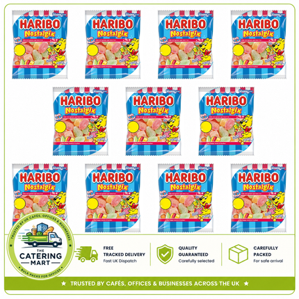 HARIBO Nostalgix Sugar Coated Fruit and Cola Jelly Sweets 12 x 140g wholesale case