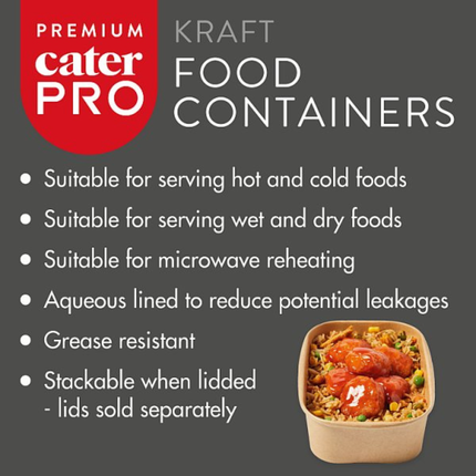 CaterPro Premium 50 Kraft Food Containers 500ml | Wholesale Food Packaging