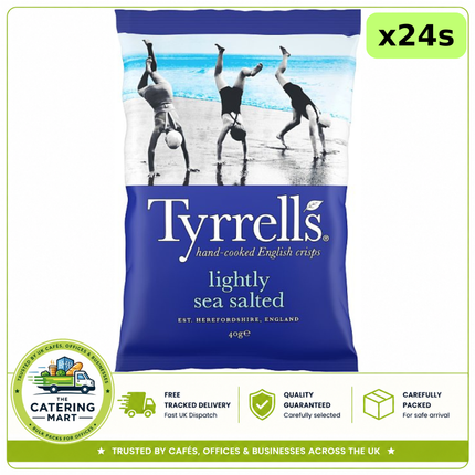 Tyrrells Lightly Sea Salted Crisps 24 x 40g bulk wholesale case