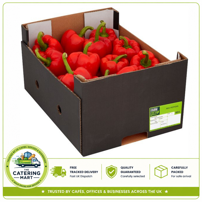 Farm Fresh Red Peppers 5kg wholesale pack of fresh crisp red peppers for salads, stir-fries, pizzas and catering