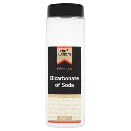 Chef William Bicarbonate of Soda 1kg catering pack of baking soda for cakes, biscuits, cookies, scones and professional baking