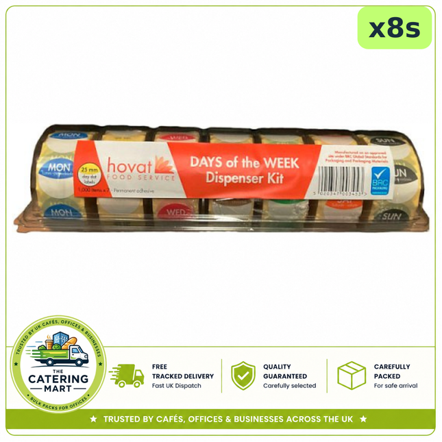 8 x 1000s Dat-Dot Monday to Sunday food rotation labels for wholesale catering kitchens