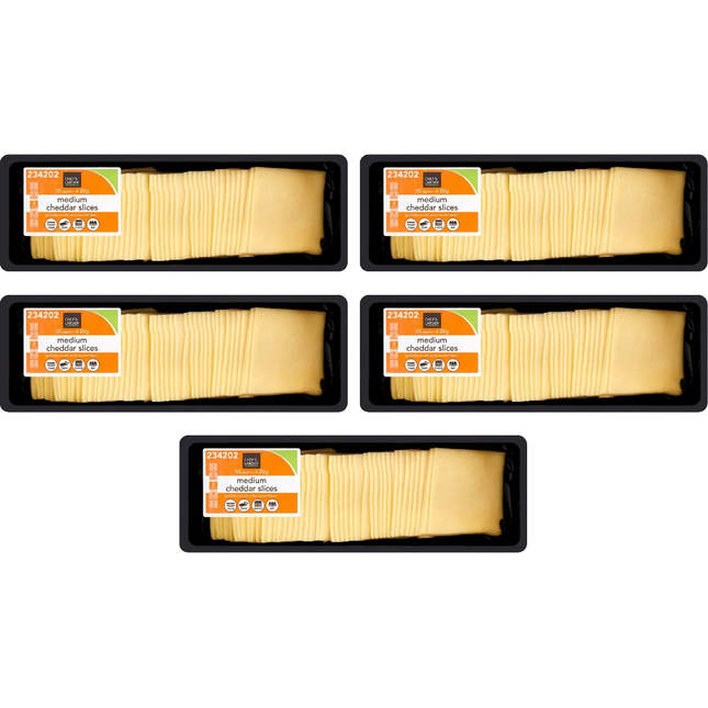 Chef's Larder Medium Cheddar Slices 5 x 1kg | Wholesale Cheddar