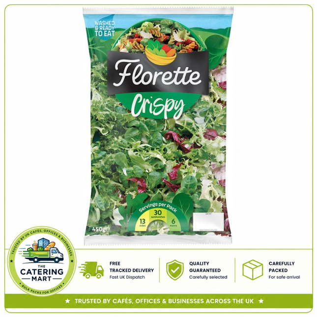 Florette Crispy Salad 450g pack of fresh crisp salad leaves for salads, sandwiches, wraps, burgers and catering
