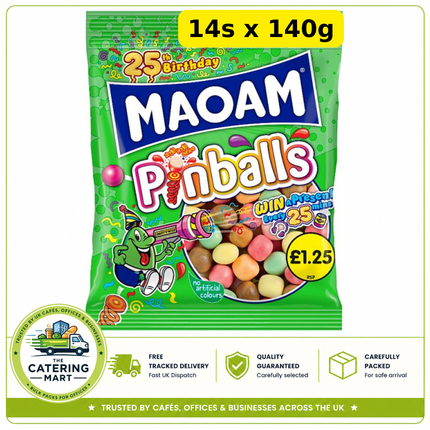 MAOAM Pinballs Fruit and Cola Flavour Chewy Sweets 14 x 140g wholesale case of sharing bags