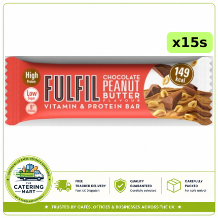 FULFIL Chocolate Peanut Butter Flavour Vitamin & Protein Bars wholesale case containing 15 x 40g individually wrapped bars