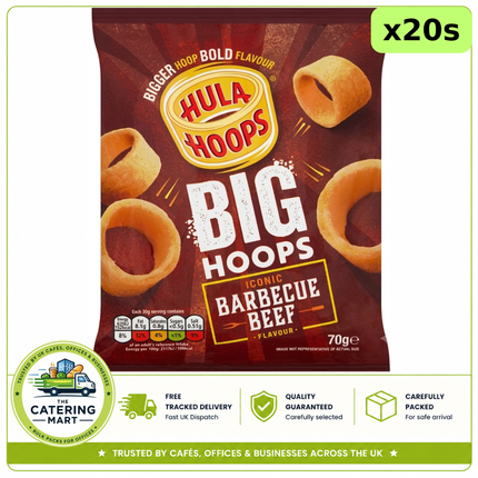 Hula Hoops Big Hoops BBQ Beef Crisps 20 x 70g bulk wholesale case