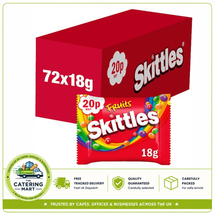Skittles Chewy Fruit Flavour Sweets wholesale case containing 72 x 18g individual mini bags