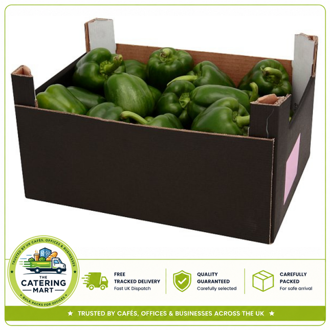 Farm Fresh Green Peppers 5kg wholesale pack of fresh crisp green peppers for salads, stir-fries, pizzas and catering