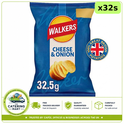 Walkers Snacks Cheese & Onion Crisps 32 x 32.5g wholesale case