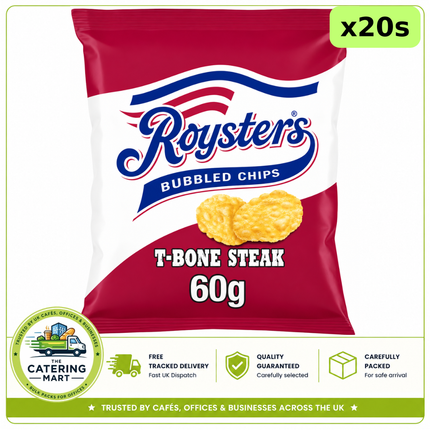 Roysters T-Bone Steak Crisps wholesale case containing 20 x 60g bags