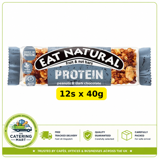 Eat Natural Protein Peanuts & Dark Chocolate Fruit & Nut Bars wholesale case containing 12 x 40g snack bars