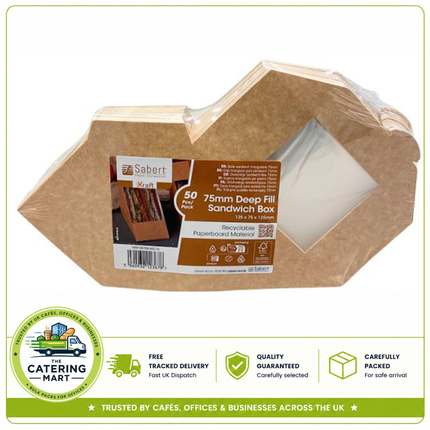 Sabert Simply Kraft 75mm Sandwich Wedges 50 pack with FSC Mix Credit packaging