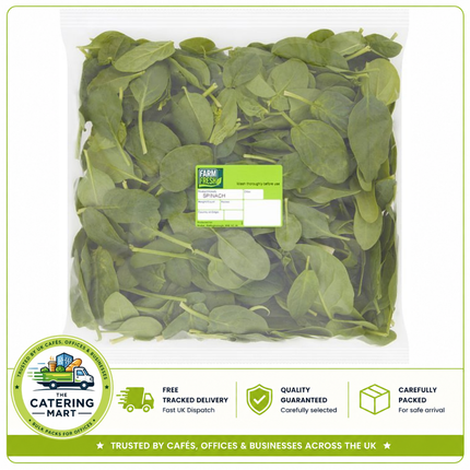 Farm Fresh Spinach 250g pack of fresh tender spinach leaves for salads, sandwiches, pasta, soups and catering