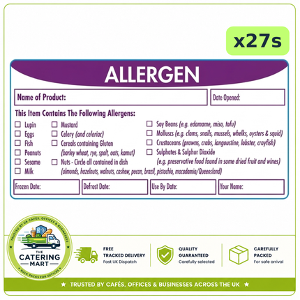 500 rectangular adhesive ALLERGEN produce labels case of 27 for wholesale catering use