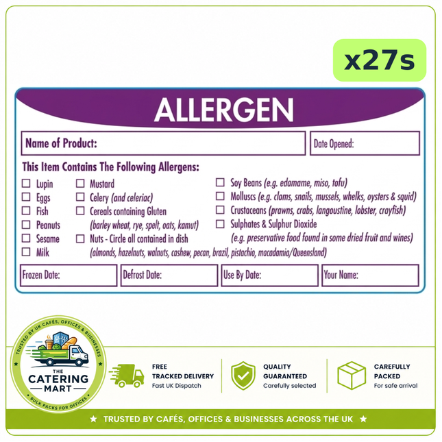 500 rectangular adhesive ALLERGEN produce labels case of 27 for wholesale catering use