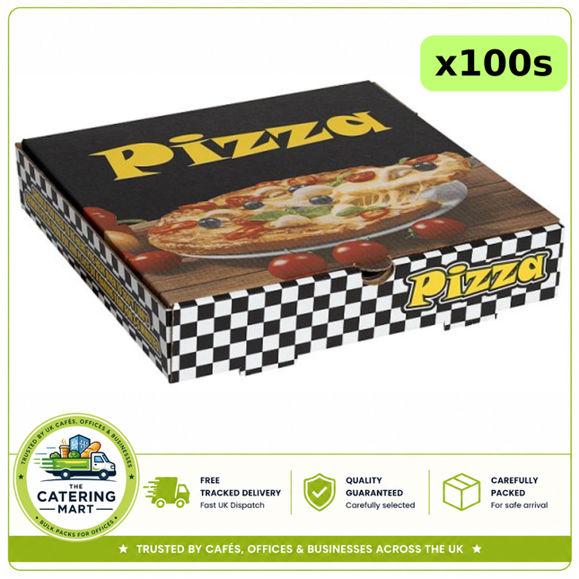 JR Foods 9 inch full colour pizza boxes 100 pack for takeaway and delivery