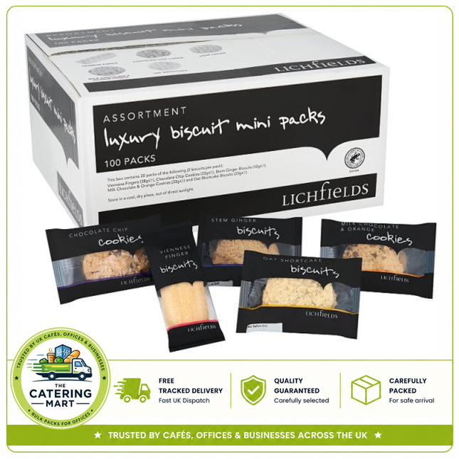 Lichfields Luxury Biscuit Mini Packs individually wrapped biscuits for wholesale catering and hospitality