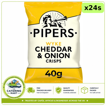 Pipers Wyke Cheddar & Onion Crisps wholesale case containing 24 x 40g individual packs