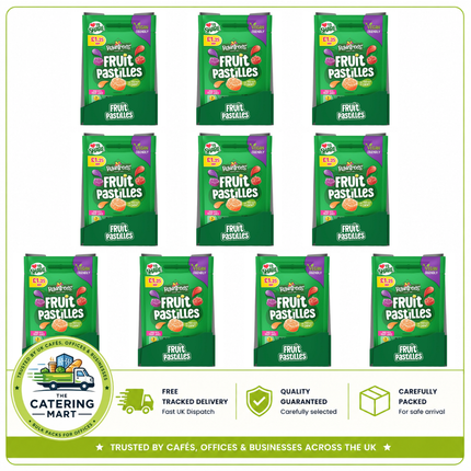 Rowntree's Fruit Pastilles Sweets wholesale case containing 10 x 114g sharing bags of assorted fruit flavour chewy sweets