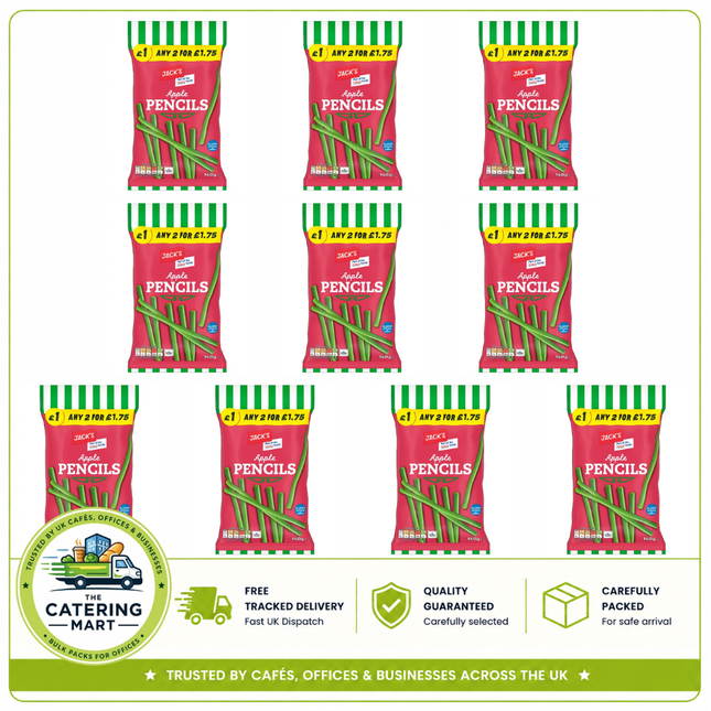 Jack's Apple Pencils 10 x 140g wholesale case of apple flavour chewy pencil sweets