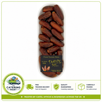 Date Me Finest Tunisian Dates 200g pack of sweet, soft Tunisian dates for snacking, baking, desserts and catering
