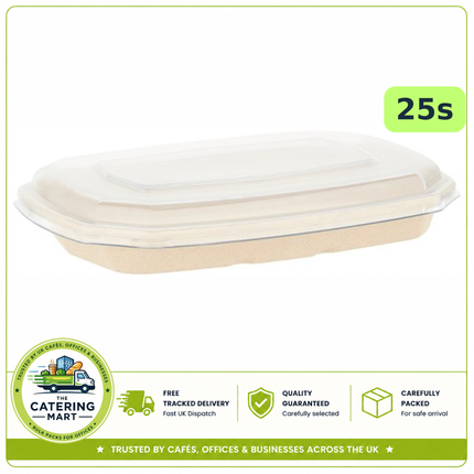 BioPak 600ml Octagon Takeaway Trays and Lids 25-pack for takeaway meals and professional foodservice