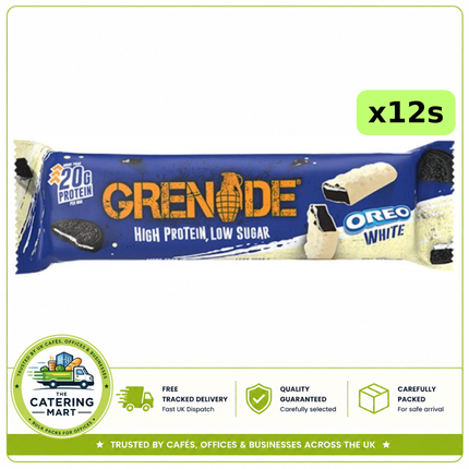 Grenade OREO White Protein Bars wholesale case containing 12 x 60g individual protein bars