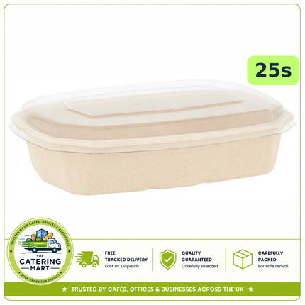 BioPak 950ml Octagon Takeaway Trays and Lids 25 pack for wholesale food packaging