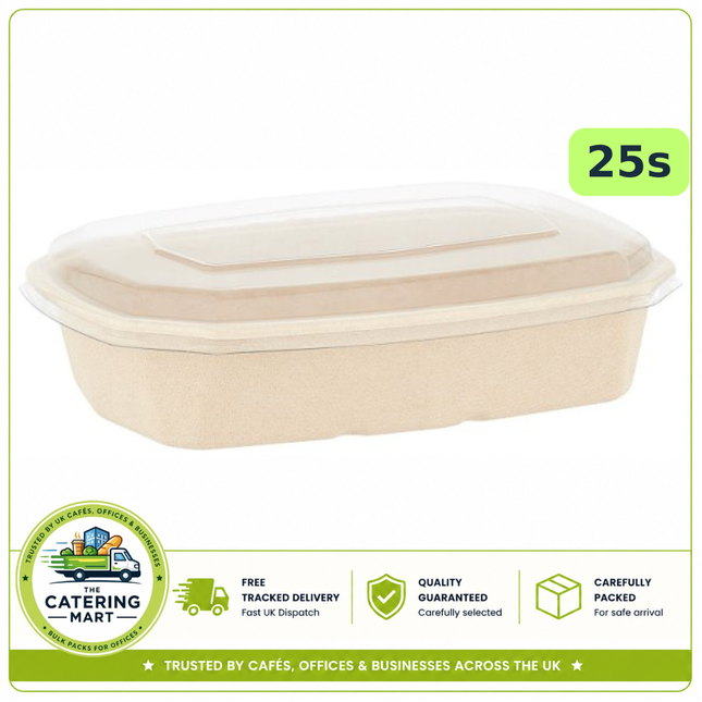 BioPak 950ml Octagon Takeaway Trays and Lids 25 pack for wholesale food packaging