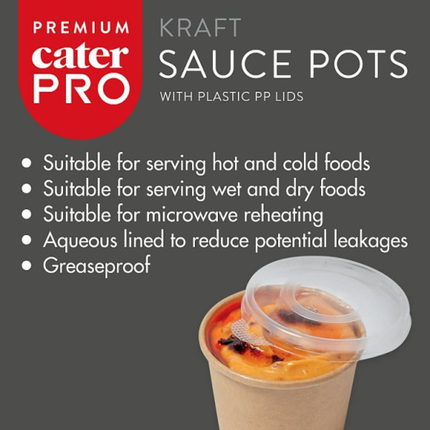 CaterPro Premium 40 Kraft Sauce Pots with PP Lids 56ml | Wholesale