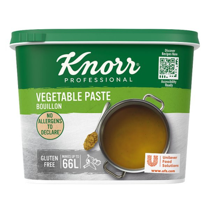 Knorr Professional Gluten Free Vegetable Paste Bouillon 1kg catering pack for vegetable stocks, soups, sauces, gravies and savoury dishes in professional kitchens