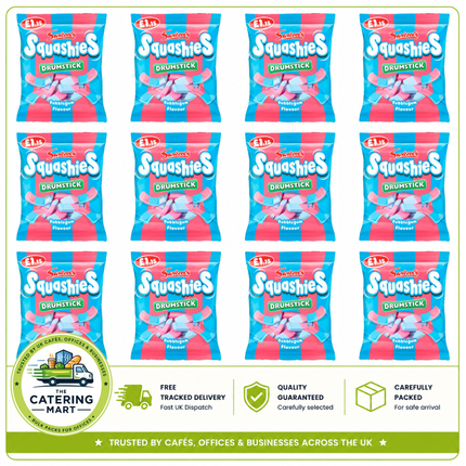 Swizzels Squashies Bubblegum wholesale case containing 12 x 120g bags of soft chewy sweets
