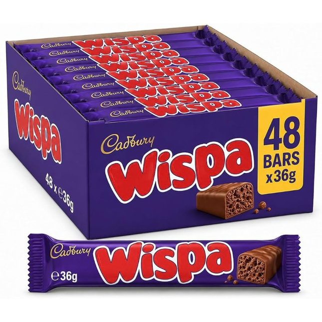 Cadbury Wispa milk chocolate bars 48 x 36g wholesale case