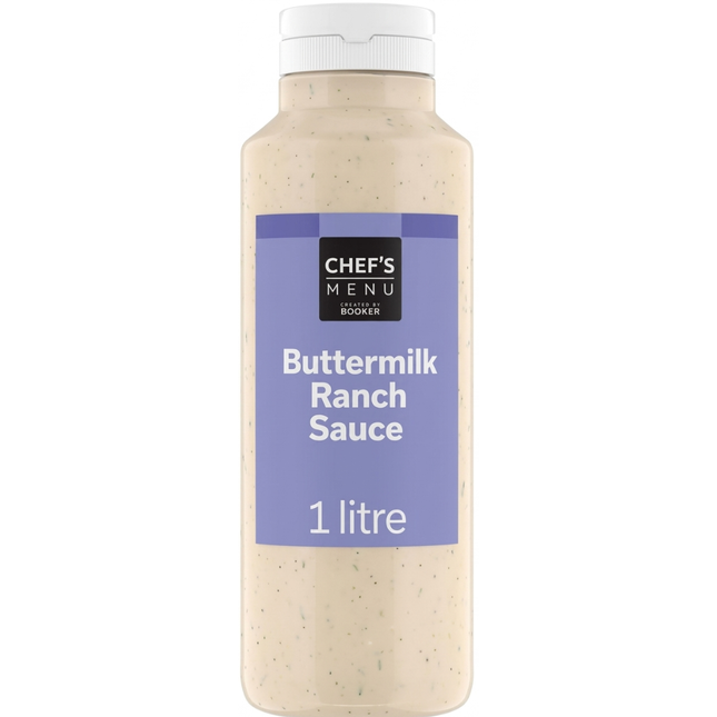 Chef's Menu Buttermilk Ranch Sauce 1 litre bottle of creamy ranch-style dressing for wholesale catering and foodservice.
