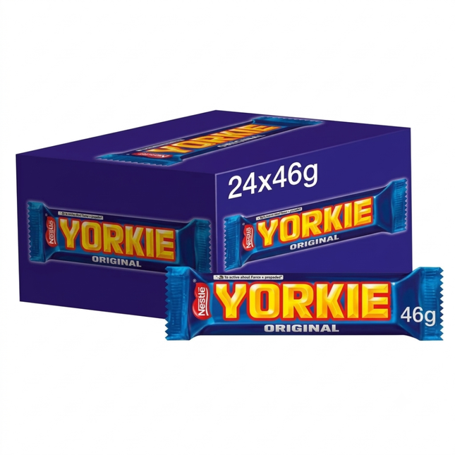 Yorkie Milk Chocolate Bars 46g, wholesale case of 24 bars.