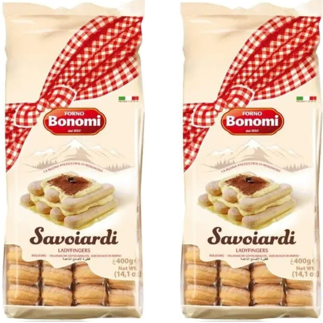 Forno Bonomi Savoiardi Italian lady finger biscuits 2 x 400g for tiramisu and catering desserts