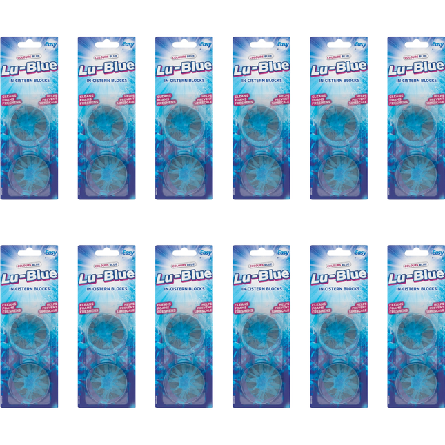 Easy Colours Blue Lu-Blue In-Cistern Blocks, 12 packs containing 2 x 38g blocks each